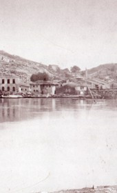 Shkodra, Albania. Customs building in Shkodra and bridge over the Boyana (Buna) river, before 1901. Sultan Abdul Hamid Photo Collection, Istanbul University Library, No. 90444-14