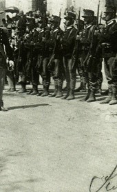 MSG107: Shkodra: Italian infantry troops and officers on parade, July 1914 (Marquis di San Giuliano Photo Collection).