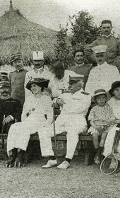 MSG113: Shkodra: International officers and ladies at leisure, July 1914 (Marquis di San Giuliano Photo Collection).