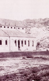 Cetinje, Montenegro. Danilo hospital and Žički Dom theatre, before 1901. Sultan Abdul Hamid Photo Collection, Istanbul University Library, No. 90418-55
