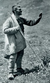 HAB64: “Aromanian shepherd with his staff” (Photo: Hugo Bernatzik, 1929).