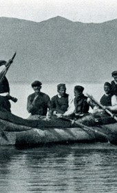 HAB74: “Bulgarian [i.e. Macedonian Slav] fishermen on Lake Ohrid. Most of them do not know how to swim” (Photo: Hugo Bernatzik, 1929).