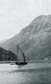 Grothe1912.112: Lake Shkodra. View from Virpazar of the western side of the Tarabosh range (Photo: Hugo Grothe, 1912).