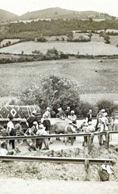 Jäckh089: "Albanian wedding procession in the open countryside. The bride and the cart with her dowry" (Photo: Bank Director A. Grohmann, Saloniki, ca. 1910. Courtesy of Rare Books and Manuscript Library, Columbia University, New York, 130114-0008).