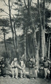 GLJ124: "From Kukës to Orosh: the first Albanian family of Mirdita in the forest" (Photo: Gabriel Louis-Jaray, 1909).