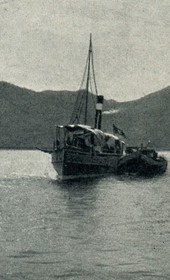 GLJ156A: Lake Shkodra: The steamboat Danitza (Photo: Gabriel Louis-Jaray, 1909).