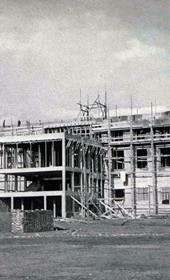 EVL119: New building of the Dopolavoro Albanese in Tirana, under construction during the Italian occupation (Photo: Erich von Luckwald, ca. 1941).
