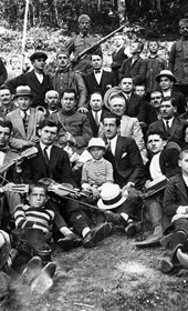 THR010: Dardha: Group of men and boys making music (Photo: Thimi Raci, ca. 1930-1935).